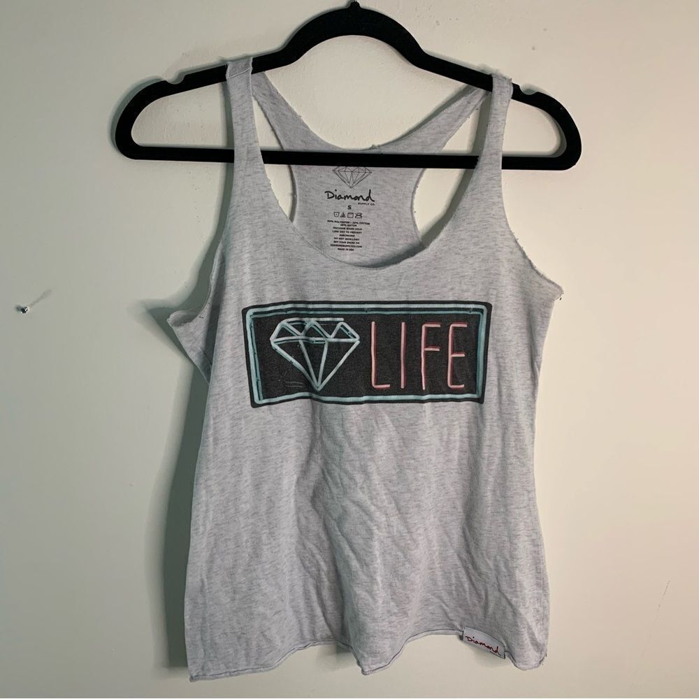 Diamond Supply Co. Diamond Life Grey Racerback Tank Top Size Small